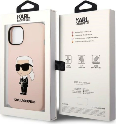 Mbështjellës Karl Lagerfeld Silicone Ikonik për iPhone 14 Plus 6.7", rozë