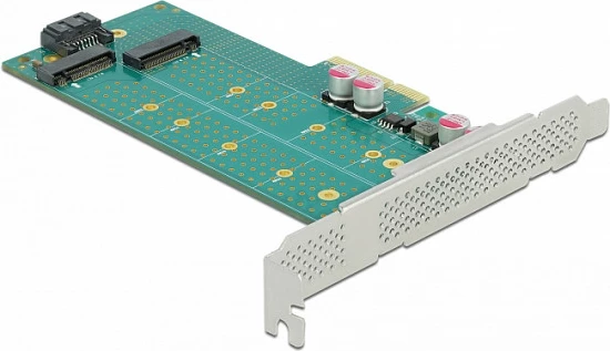 Kartelë zgjerimi PCIe DeLOCK, PCIe 4.0 x4, 1x M.2 Key B + 1x NVMe M.2 Key M, Low Profile