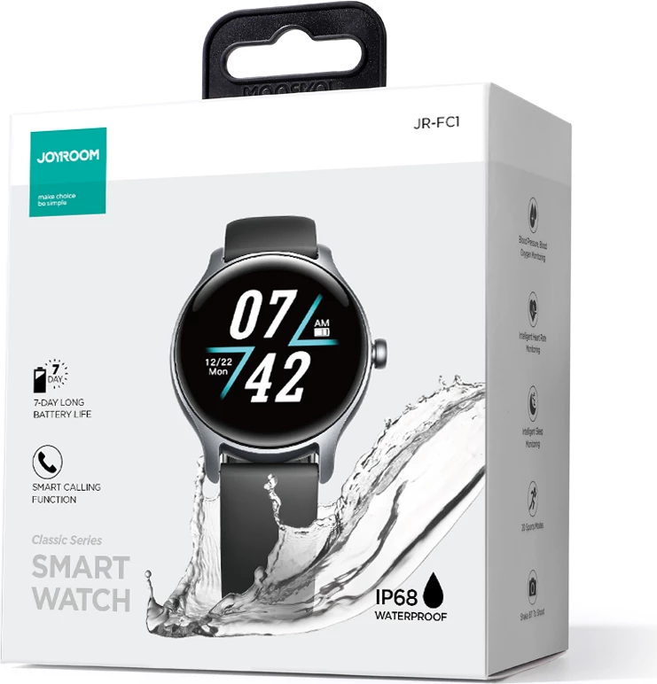 Smartwatch Joyroom JR-FC1 Classic Series, 1.28", 220 mAh, IP68, Gri
