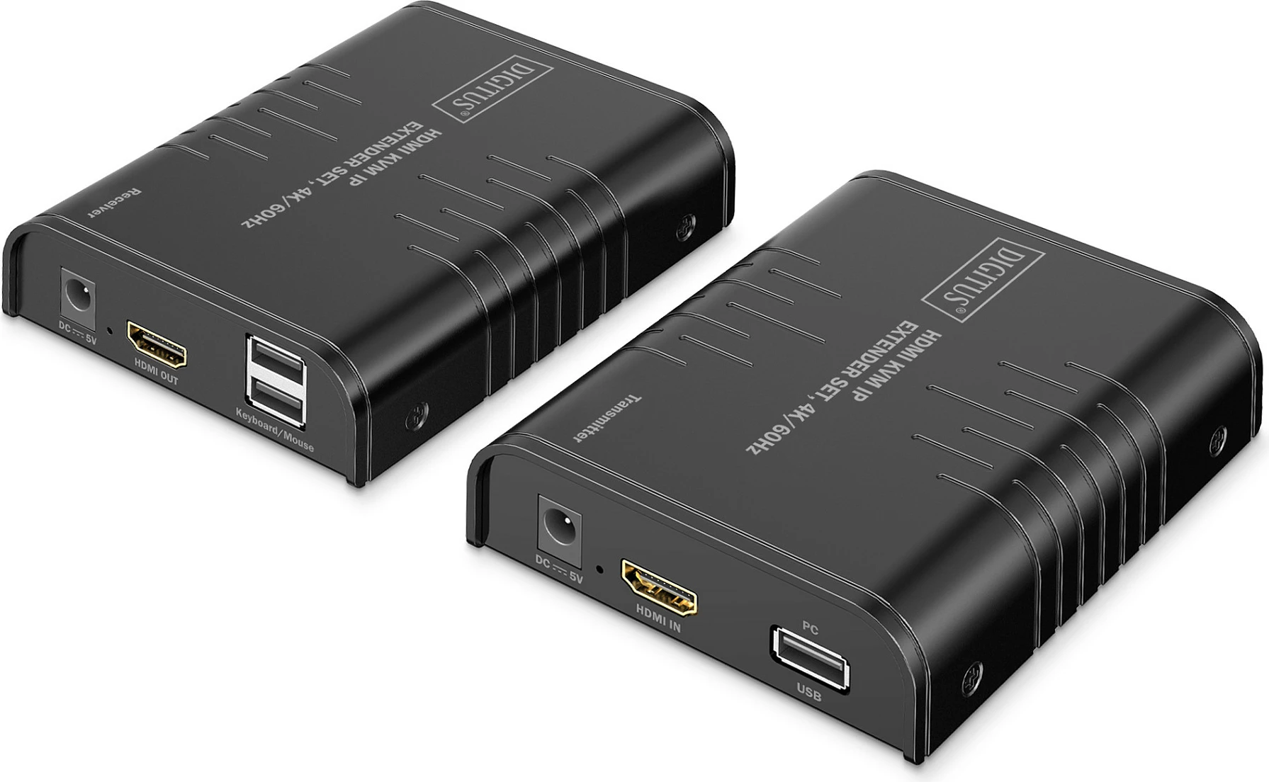 HDMI KVM Extender Set Digitus, 4K/60Hz, Cat6 deri 200 m, e zezë