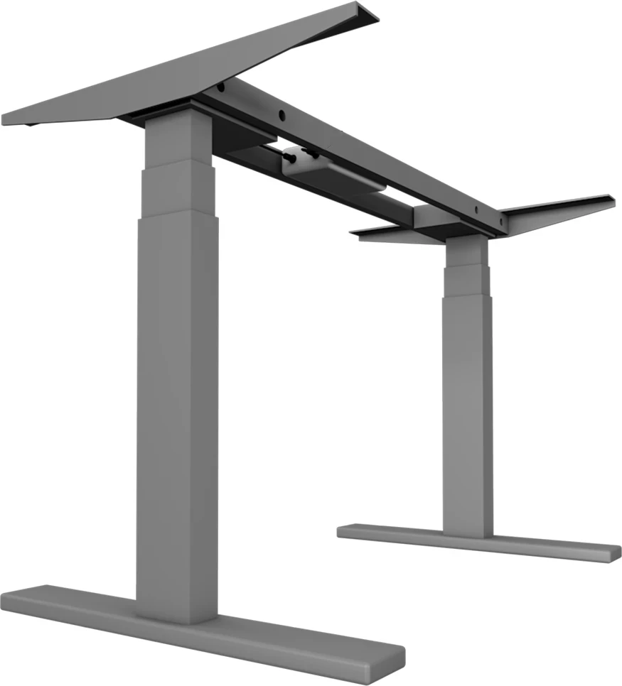 Tavolinë sit-stand UVI Desk Standard MPN 065031161288, 139x68x3.8 cm, lartësi 62-128 cm, ngarkesë 125 kg, set kornizë + pllakë, Gri/Natural Oak
