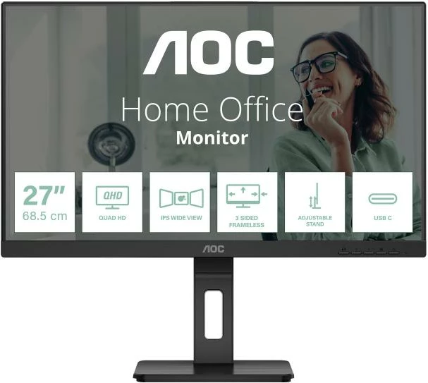 Monitor AOC Q27P3CV 27" IPS QHD 2560x1440 USB-C 65W altoparlantë të integruar i zi