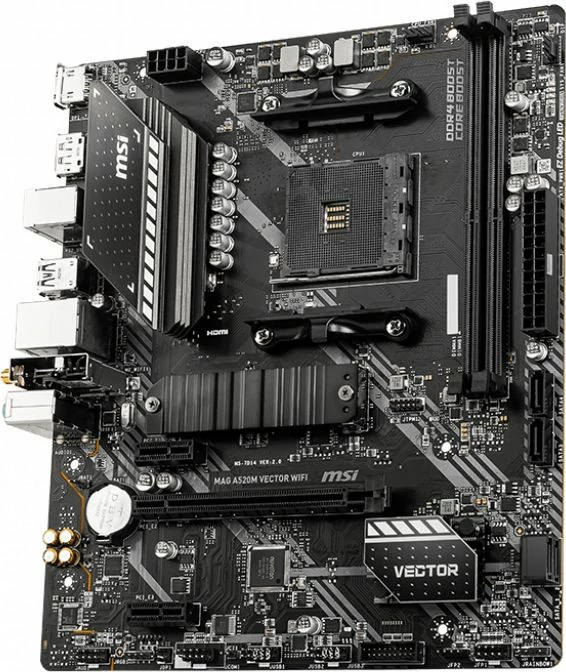 Pllakë amë MSI MAG A520M Vector WiFi, DDR4 64GB, mATX, Bluetooth, me antena (2 copë)