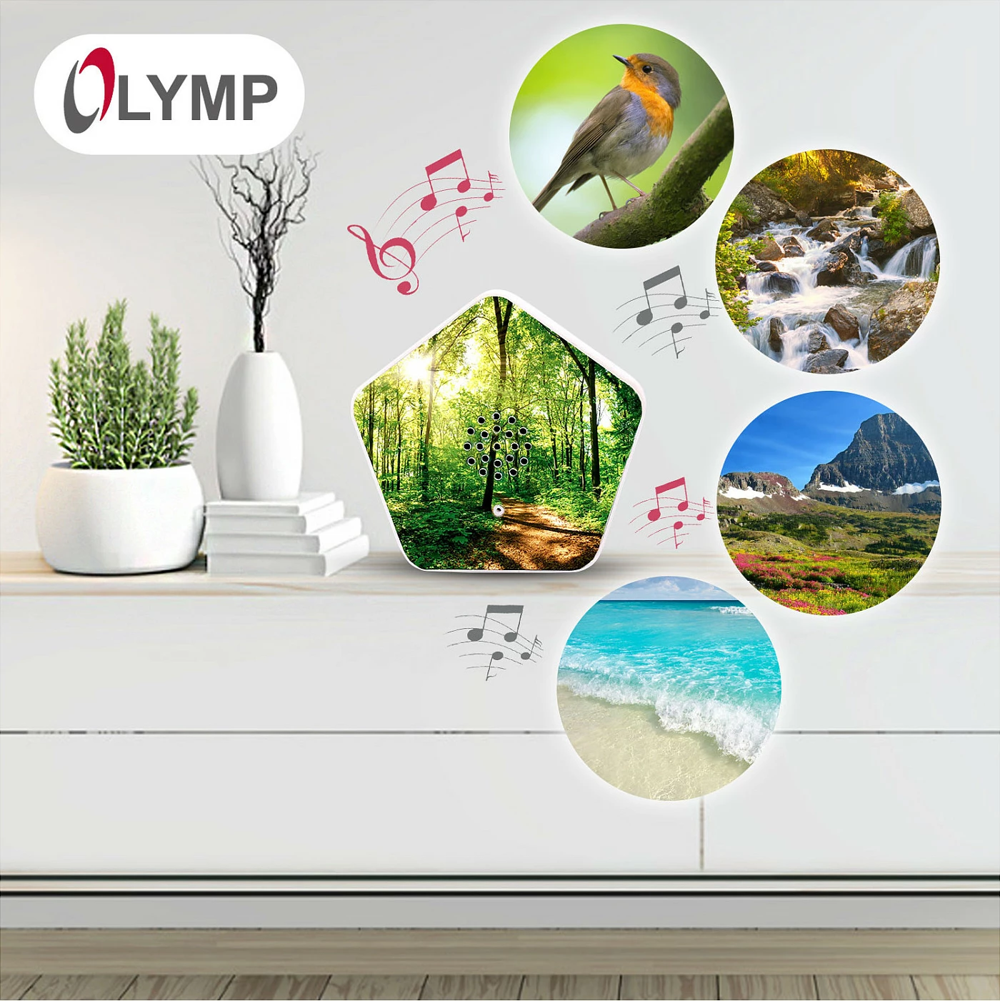 Altoparlant Olympia Sounds of Nature, 4 mënyra, i bardhë