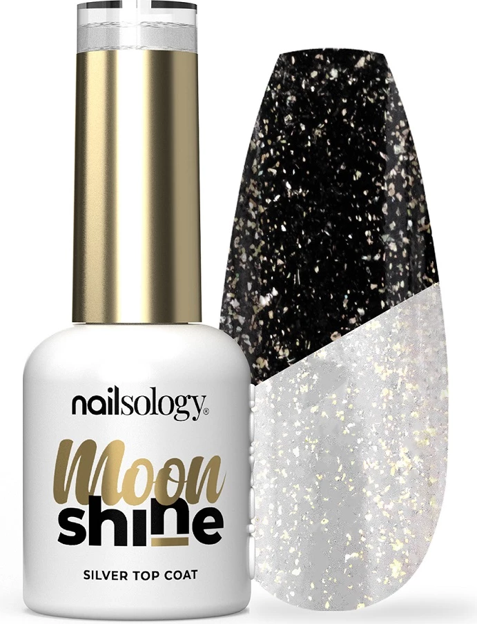 Llak për thonj për femra Clavier Nailsology Moon Shine Glitter Top Hybrid Coat argjendtë 8ml