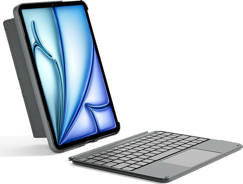 Tastierë me mbështjellës Inateck KB04122, Bluetooth 5.3, QWERTZ, Touchpad, për iPad Air 11" (Gen 7 2025/Gen 6 2024), Gri
