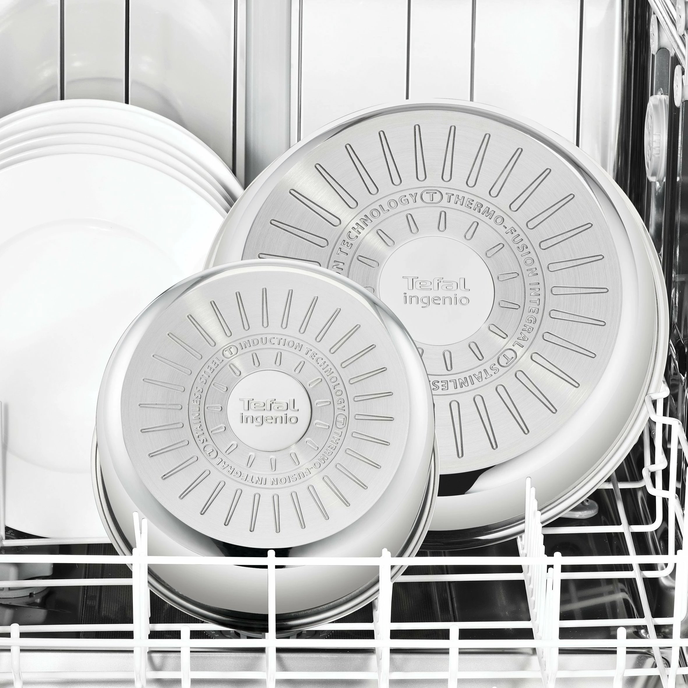 Set tiganësh Tefal Ingenio Emotion 24/28 cm, inox me veshje jo-ngjitëse, me dorezë të shkëputshme, 3 copë, argjendtë