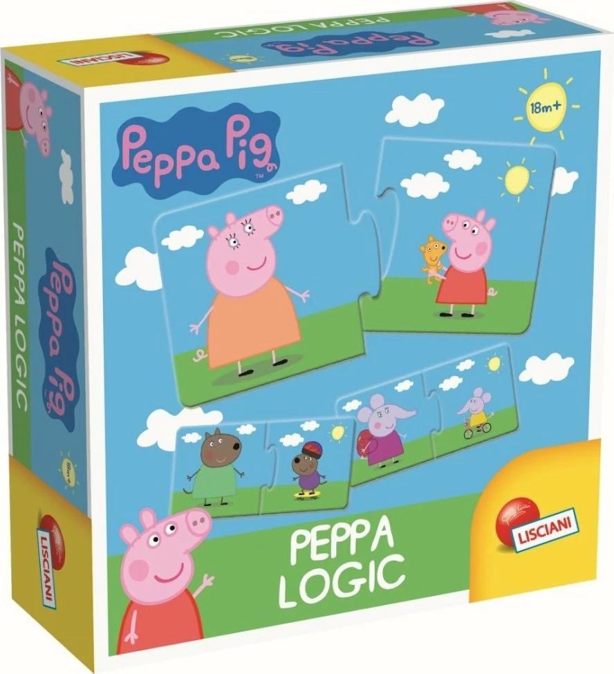 Lojë logjike puzzle Lisciani Peppa Pig Peppa Logic 3+ shumëngjyrëshe set 2 lojëra