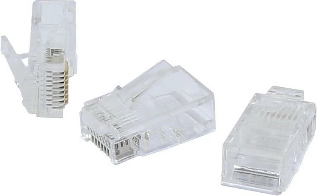 Konektor RJ-45 Synergy21 TP-Stecker, i pashield, 100 copë, për kabllo të sheshtë, transparent