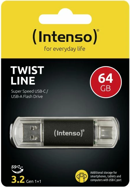 USB flash drive Intenso Twist Line 64GB USB 3.2 (USB-A/USB-C) antracit