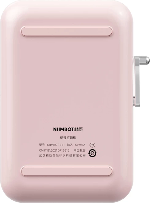 Printer etiketash termik portativ, NIIMBOT B21S, 203 dpi, gjerësi rrotulle 20–48 mm, Bluetooth, USB-C, bateri 1200 mAh, rozë