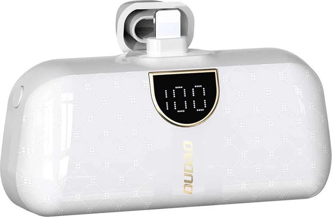 Powerbank Dudao K20SL, 5000 mAh, Lightning/USB-C, Bardhë