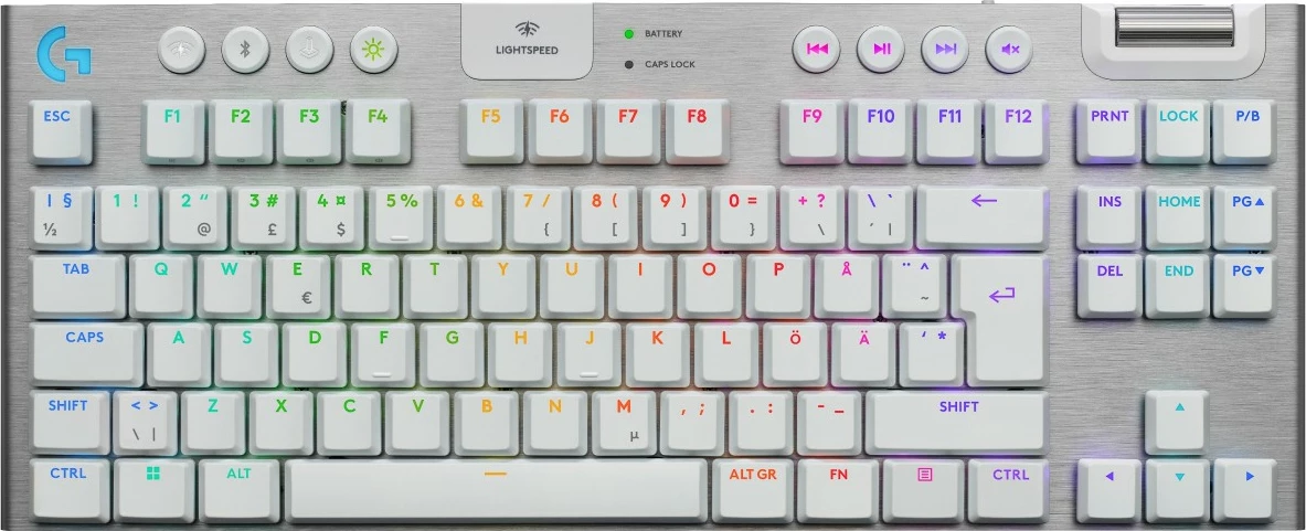 Kasë tastierë Logitech G915 X LIGHTSPEED TKL, mekanike, RGB, wireless, Nordic, e bardhë