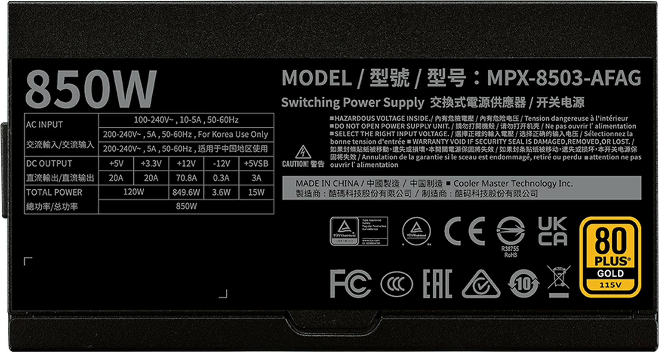 Furnizues rryme (PSU) Cooler Master MWE V3 Gold 850W, ATX 3.1, fully modular, i zi