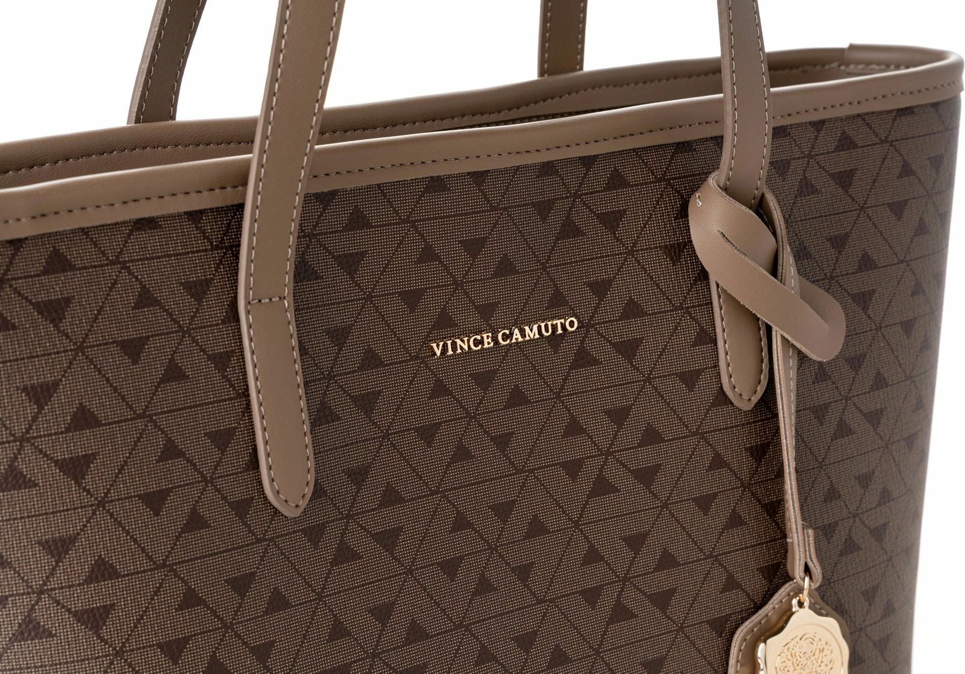 Çantë tote, ngjyrë kafe, Vince Camuto Taormina, monogram