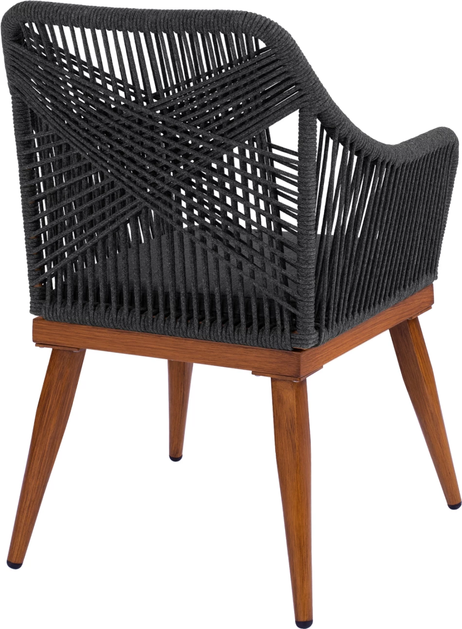 Karrige alumini MYRTIA FH5549.01 me litar gri dhe këmbë arre 62x63x90Hcm