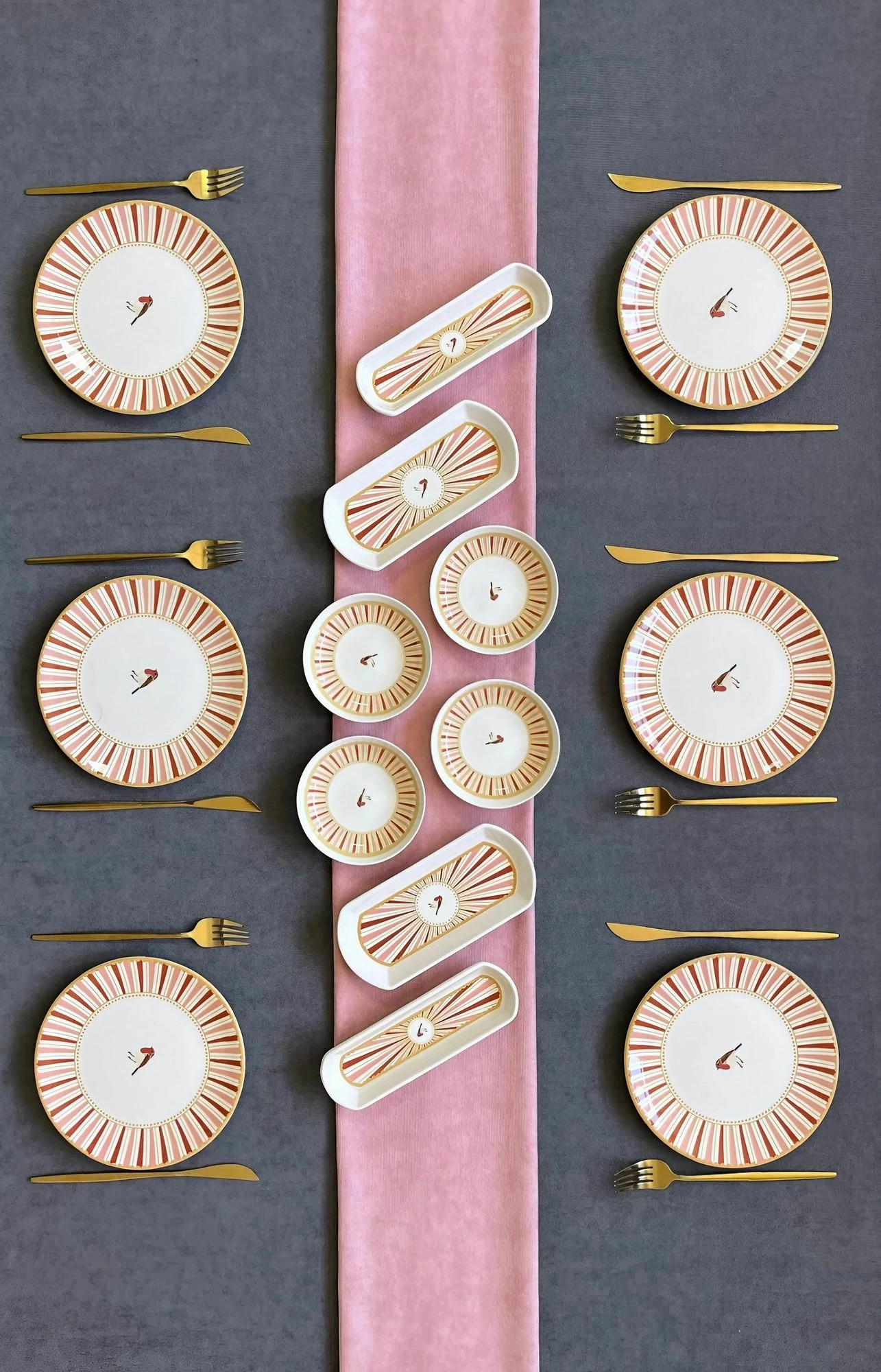 Set mëngjesi 14 pjesësh Hermia Concept, Love Bird, e kuqe