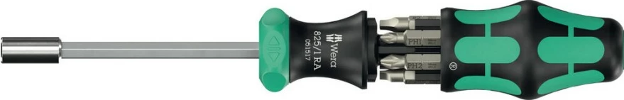 Kaçavidë Wera Kraftform Kompakt 27 RA 2, mbajtës bitash magnetik, çelik inoks, e zezë/e gjelbër