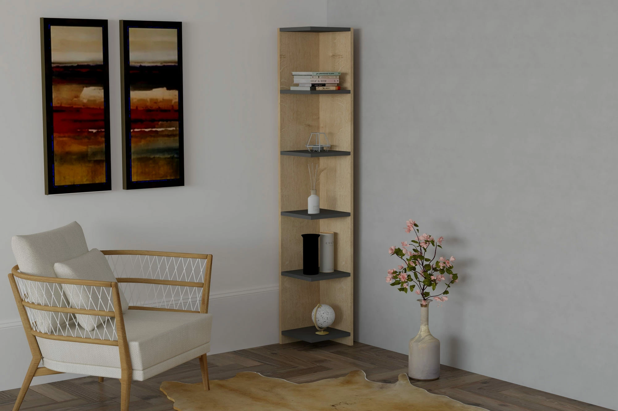 Raft librash Hanah Home, Porto, ngjyrë safir dhe antracit, stil skandinav