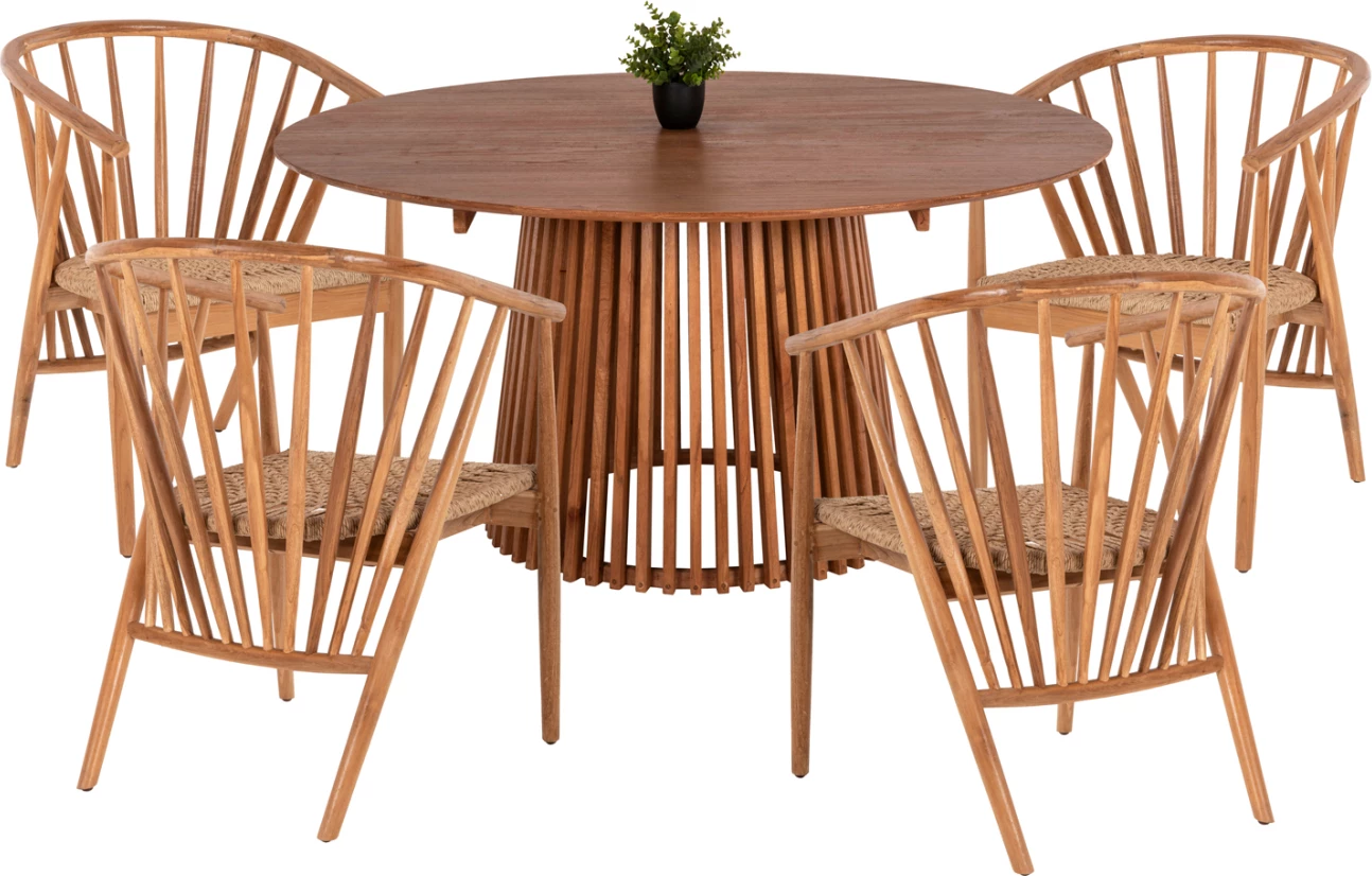 Tavolinë me karrige, 5 copë, FH21076.01, tavolinë e rrumbullakët Φ150cm