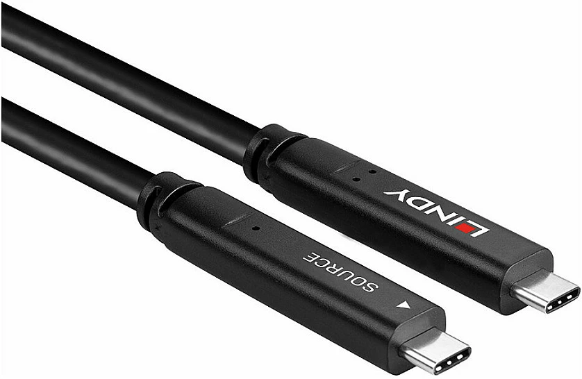 Kabllo USB-C LINDY 15m, USB 3.2 Gen 2, DP 1.4, 4K, e zezë