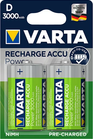 Bateri të rikarikueshme VARTA 56720B, D, NiMH, 3000mAh, 1.2V, 2 copë, e gjelbër