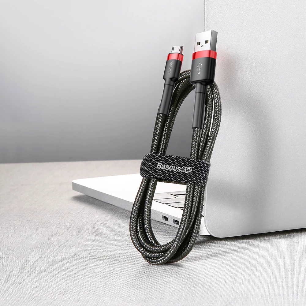 Kabllo Baseus Cafule CAMKLF-B91, USB-A në micro USB, 1m, e zezë/kuqe