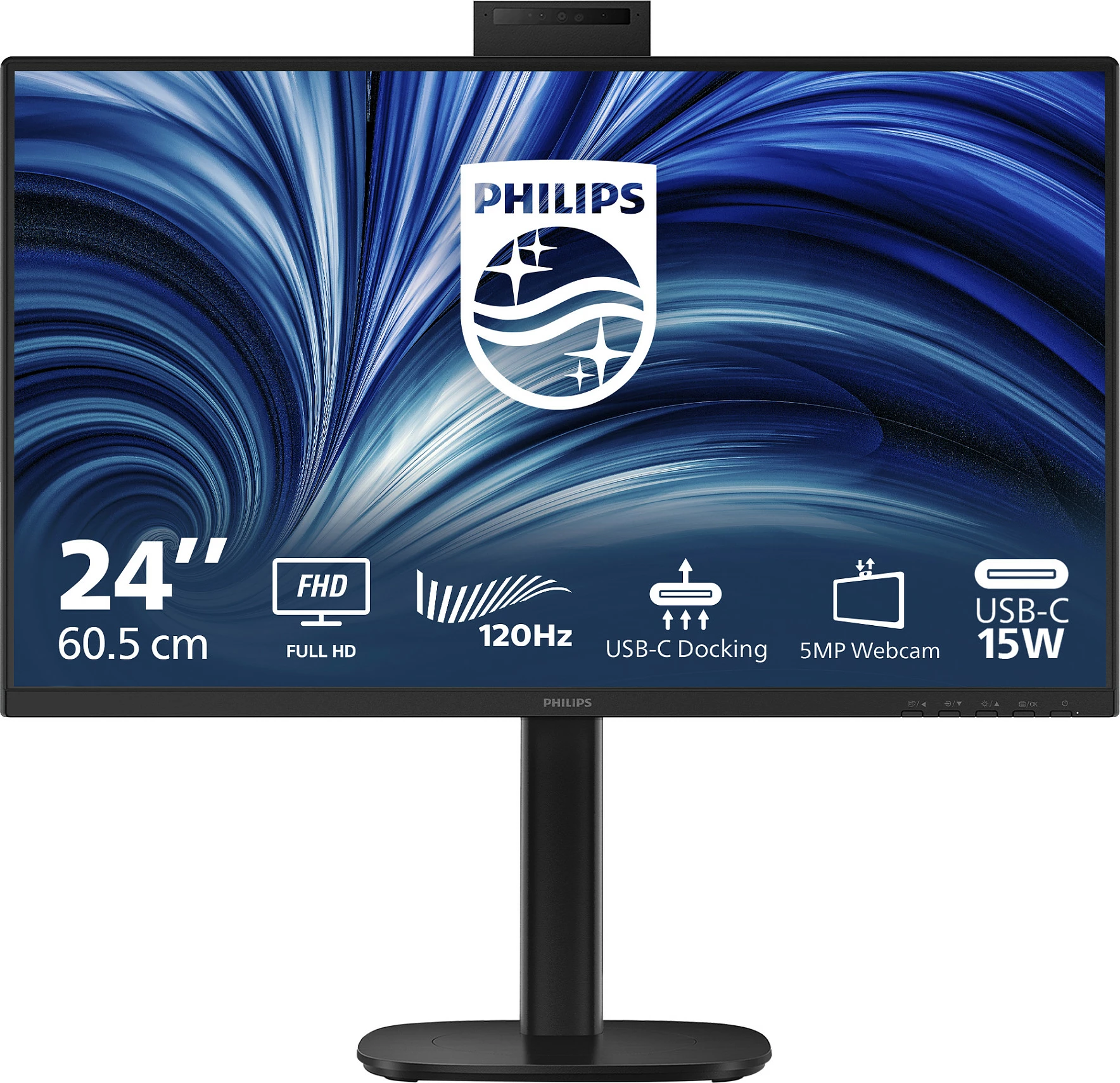 Monitor Philips 24B2U3301H/00, 24" Full HD IPS, 120Hz, USB-C Docking, Webcam 5MP, i zi