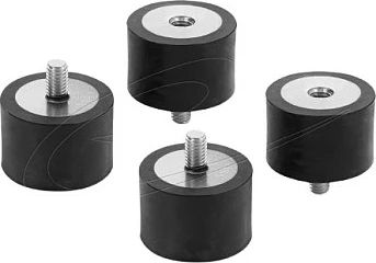 Amortizues vibrimi DeLOCK M6x1, Ø30x20mm, me filetë të brendshme dhe të jashtme, 4 copë, i zi