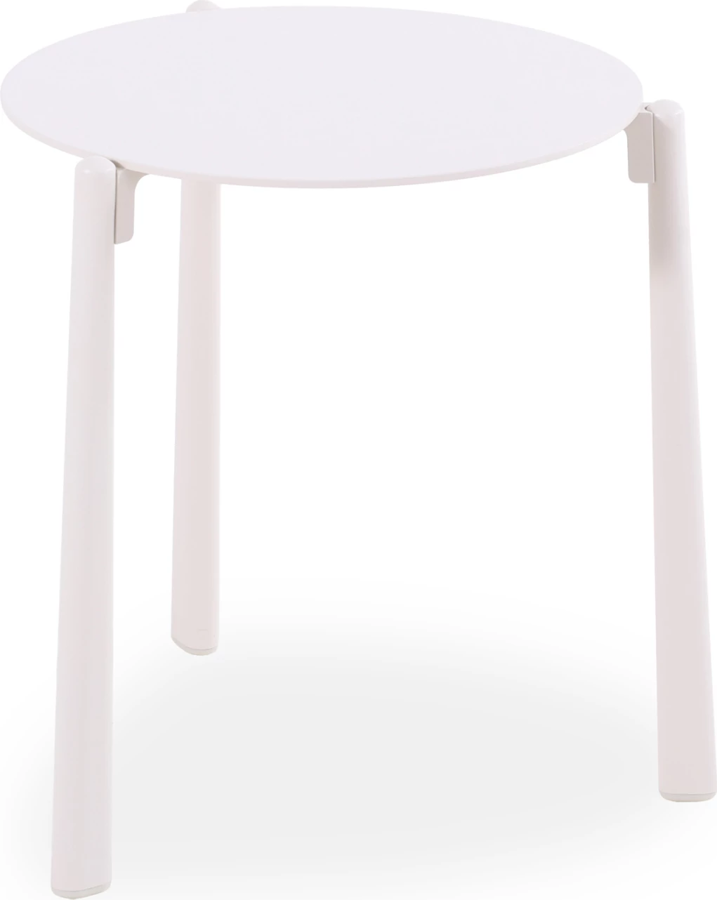 Tavolinë anësore e rrumbullakët Deneris, alumin ngjyrë fildishi, 45x45x47cm