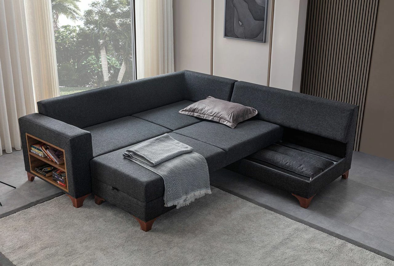 Kënd divan-krevat, ngjyrë antracit, Atelier del Sofa, Tloft majtas