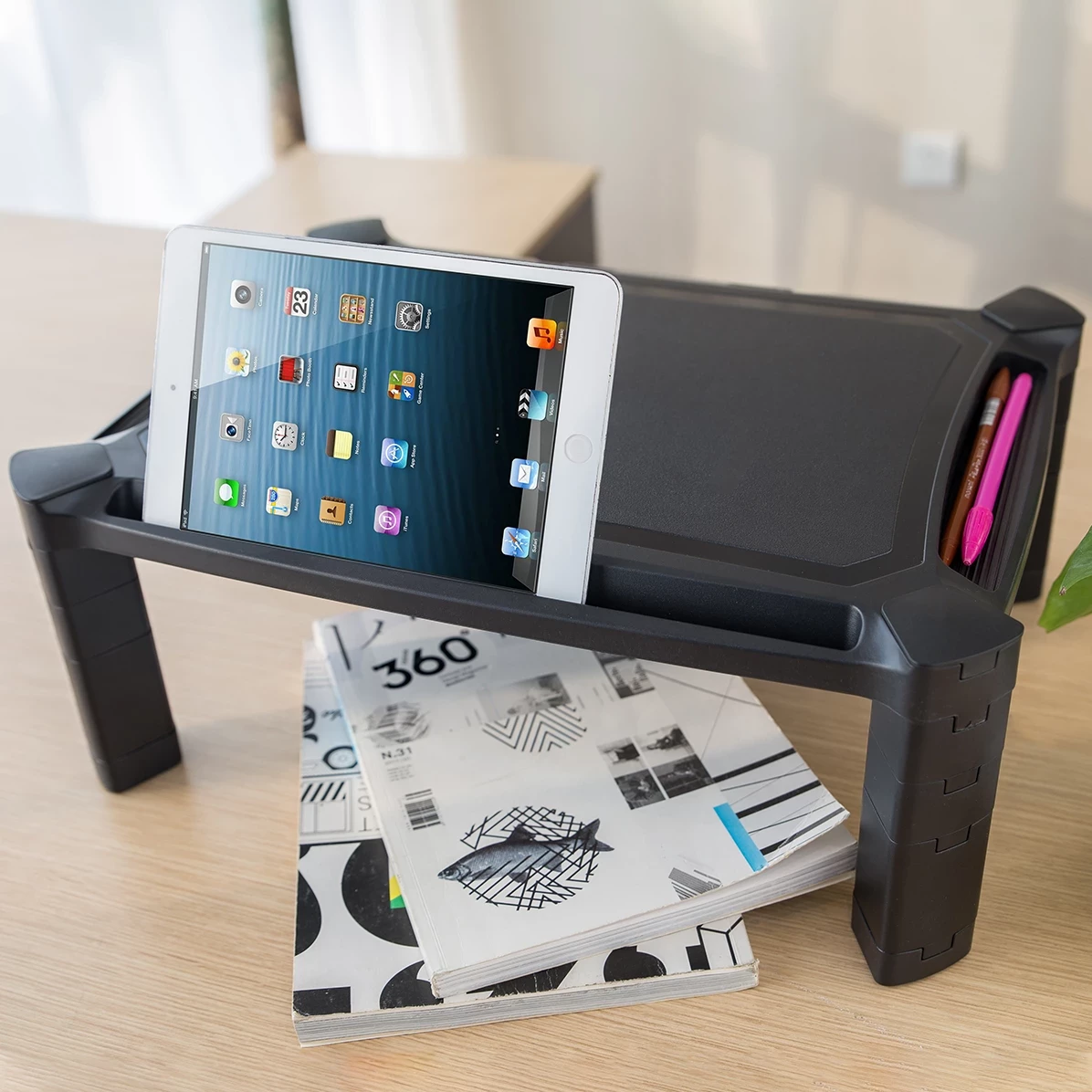 Mbajtëse monitori UVI Modular Multi-Purpose Smart Stand UVIMST, e rregullueshme 5–17 cm, kapacitet 10 kg, 50×33 cm, e zezë