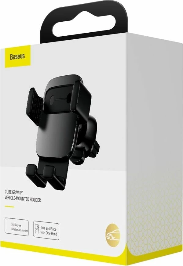 Mbajtëse telefoni për makinë Baseus Cube SUYL-FK01, Gravity, për grilë ventilimi, 4.7-6.5", e zezë