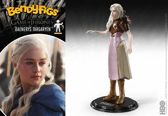 Figurinë koleksionuese NOBLE COLLECTION Bendyfigs Game of Thrones Daenerys Targaryen 18 cm, me dragua (aksesor)