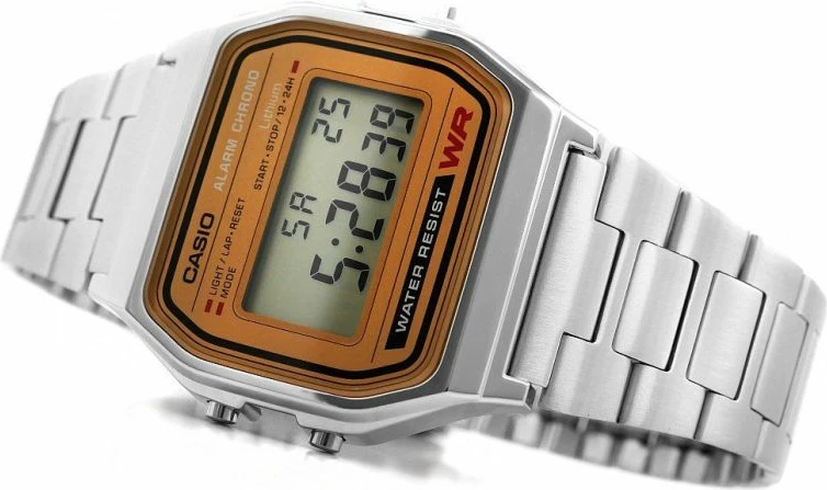 Orë dore CASIO unisex, argjend