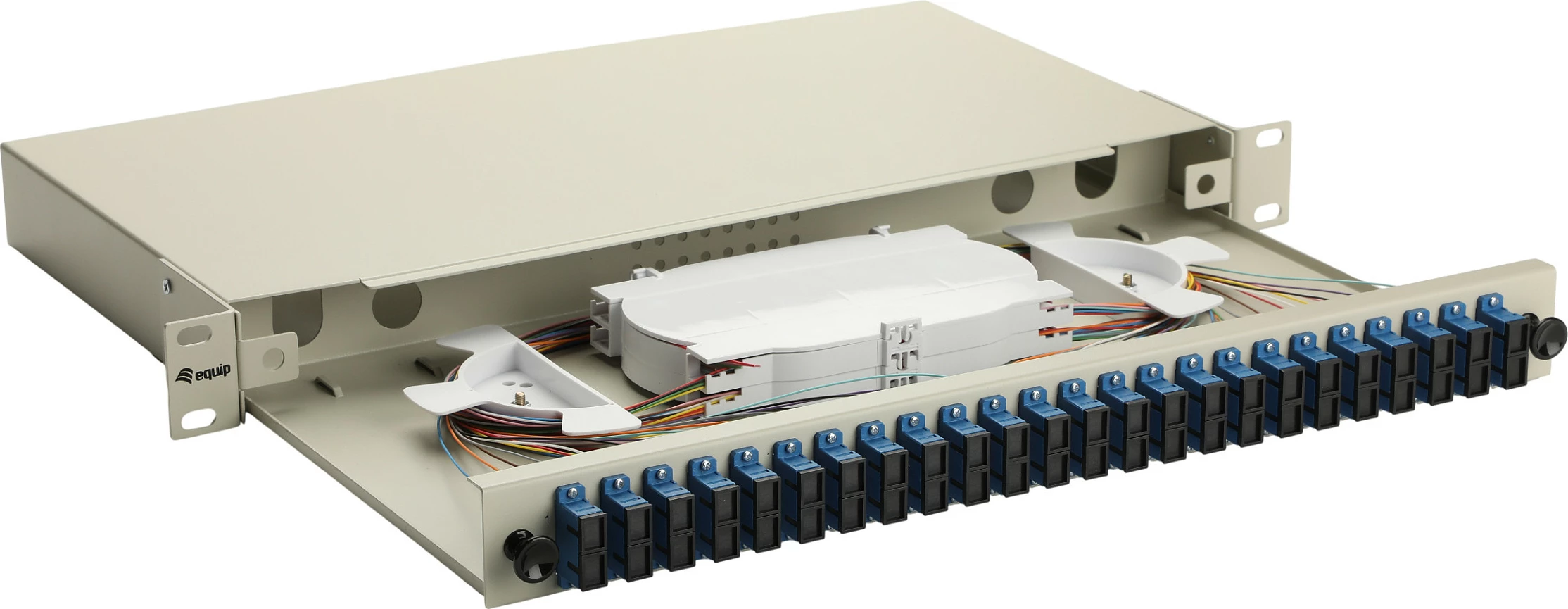 Kuti splicimi fibër optike Equip 337311, 24-port SC Duplex, OS2, 1U Rack, gri