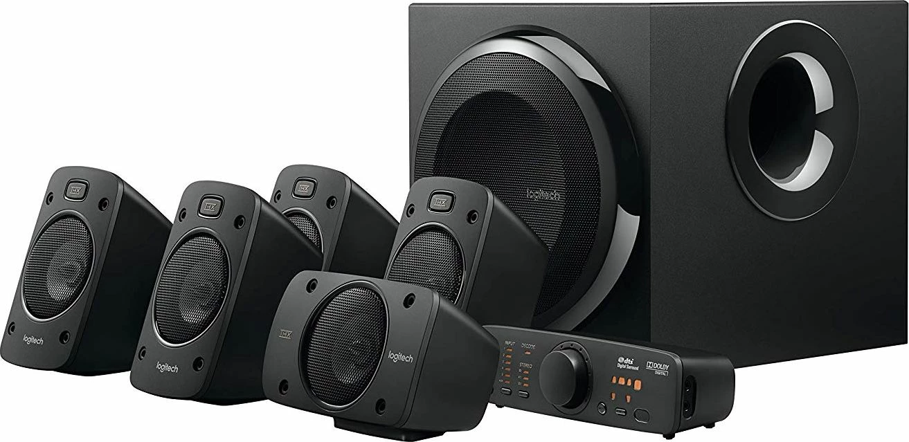 Altoparlantë Logitech Z906 980-000468, 5.1, 500W RMS (1000W peak), THX, Dolby Digital/DTS, të zeza, set 6 copë