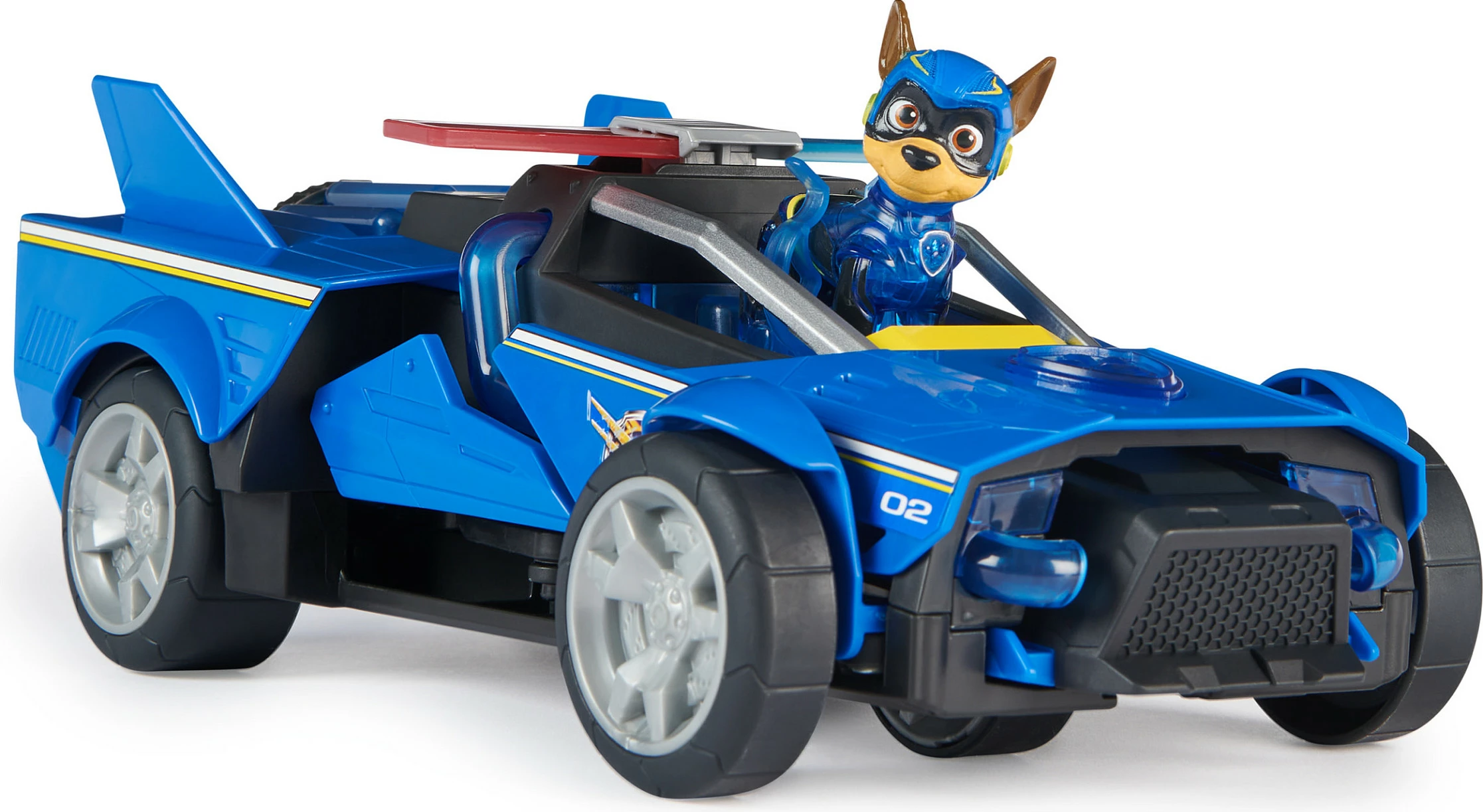 Veturë lodër SPIN MASTER PAW Patrol Mighty Transforming Cruiser Chase, drita dhe tinguj, me figurë, blu