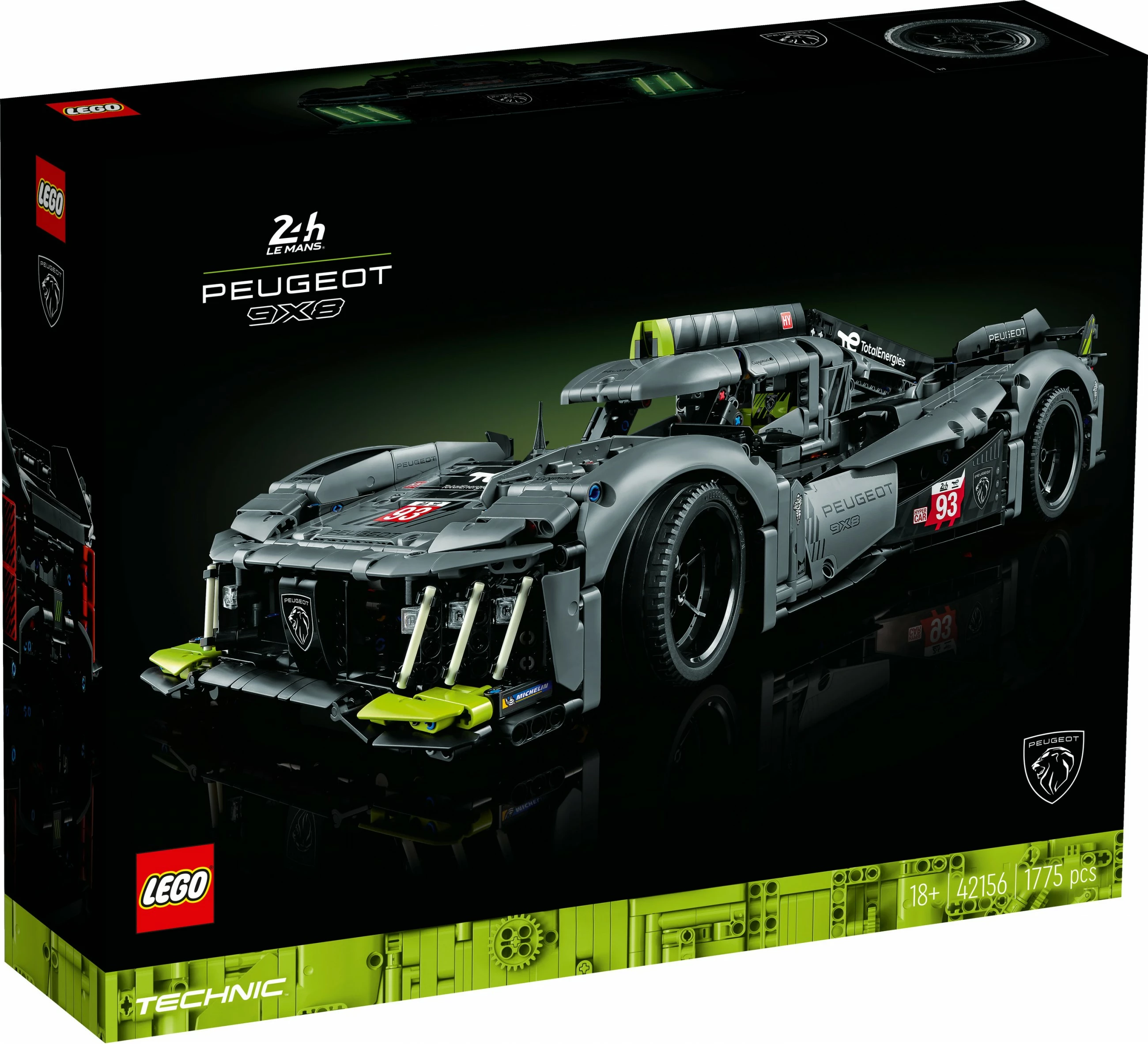 Set ndërtimi LEGO Technic PEUGEOT 9X8 24H Le Mans Hybrid Hypercar, 1775 pjesë, shumëngjyrësh