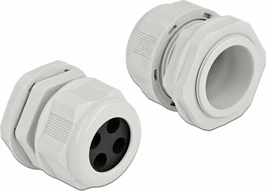 Glandë kablli DeLOCK PG29, 4 hyrje, IP68, për kabllo 8 mm, 2 copë, gri