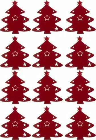 Mbajtëse takëmesh Ruhhy Christmas Tree, 12 copë, felt 17×20 cm, e kuqe