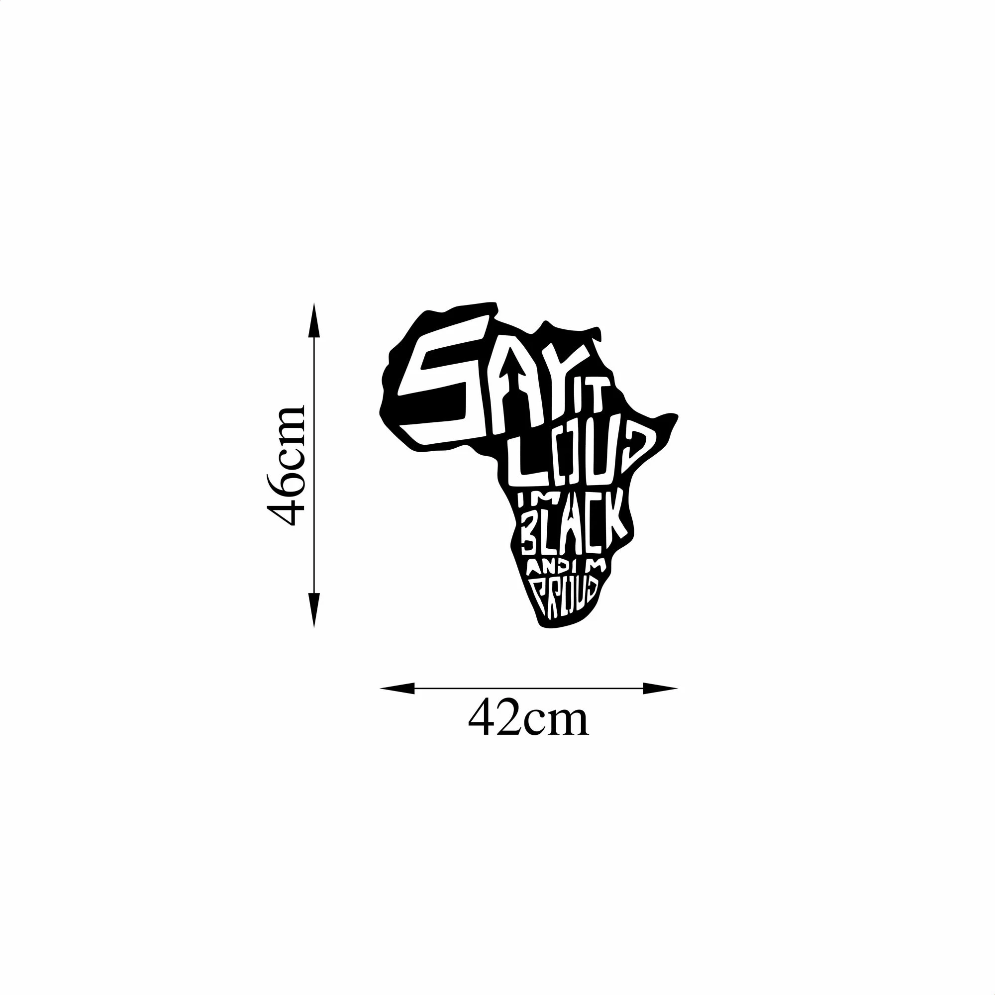 Aksesor dekorativ metalik për mur, Wallity, Say It Loud I'M Black And Ground - 449
