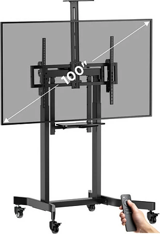 Stativ dyshemeje për TV/Monitor EQUIP 650633, 55"-100", VESA 800x600, me rrota, 120 kg, i zi