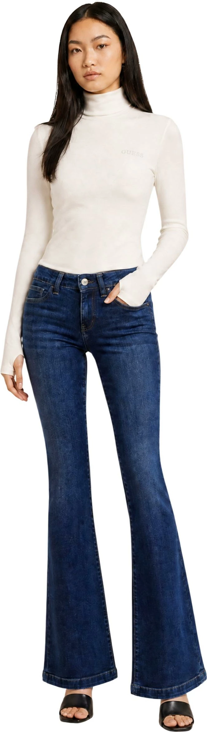 Maicë me mëngë të gjata për femra Guess Greta V6BP11 K6907, krem [Madhësia: XS]
