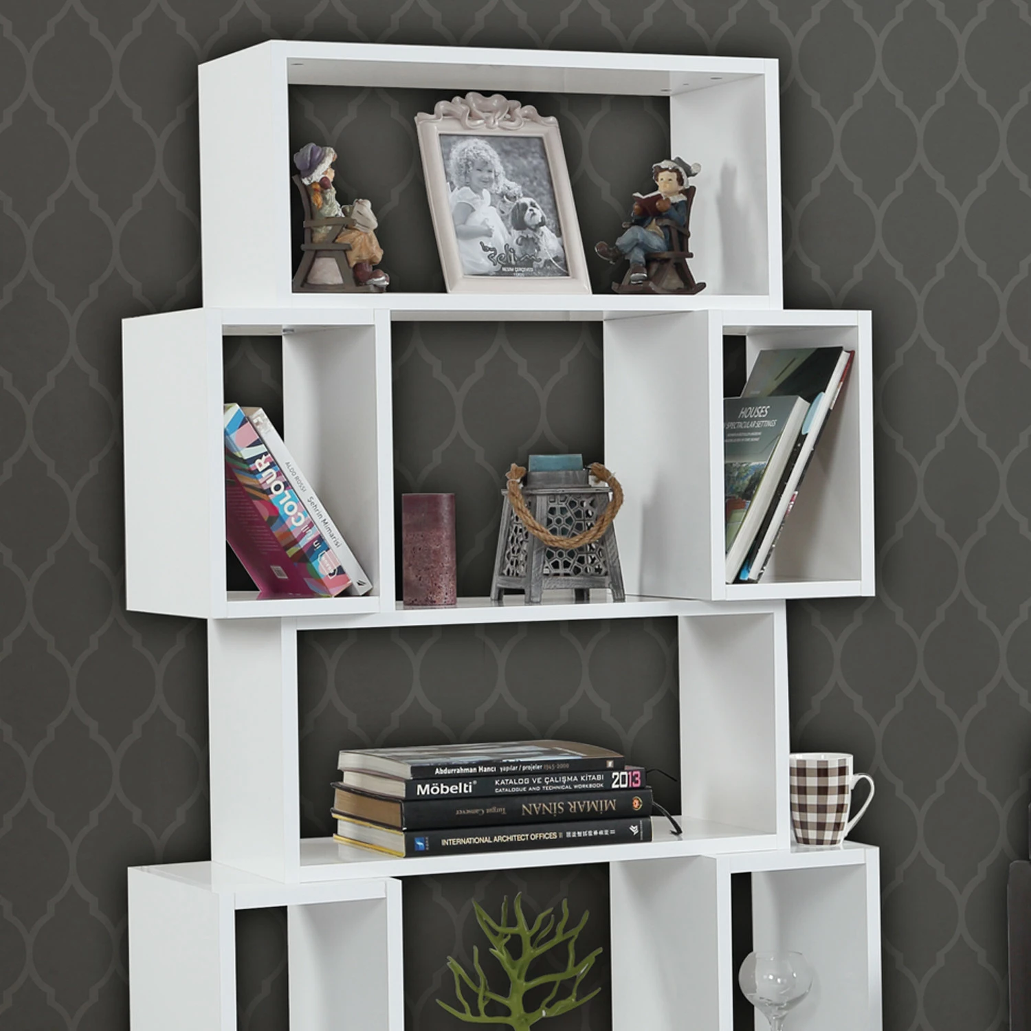 Raft librash Hanah Home, Box, ngjyrë e bardhë shkëlqyese