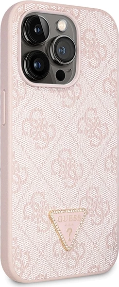Mbështjellës Guess Crossbody 4G Metal Logo për iPhone 14 Pro, Rozë