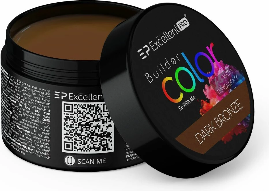Xhel ndërtues për thonj për femra Excellent PRO Builder Color With Thixotropy Gel Building Dark Bronze 15g