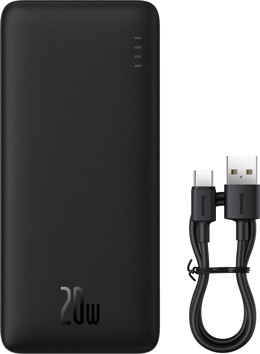 Power bank Baseus Airpow 20000mAh, 20W, me kabllo USB-A në USB-C, e zezë