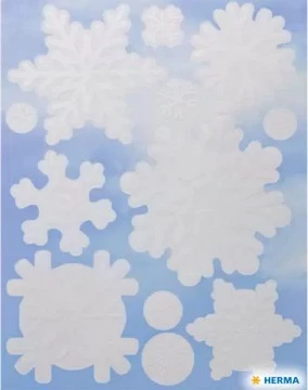 Dekor dritareje HERMA Snowflake, film i bardhë, 12 copë, i lëvizshëm