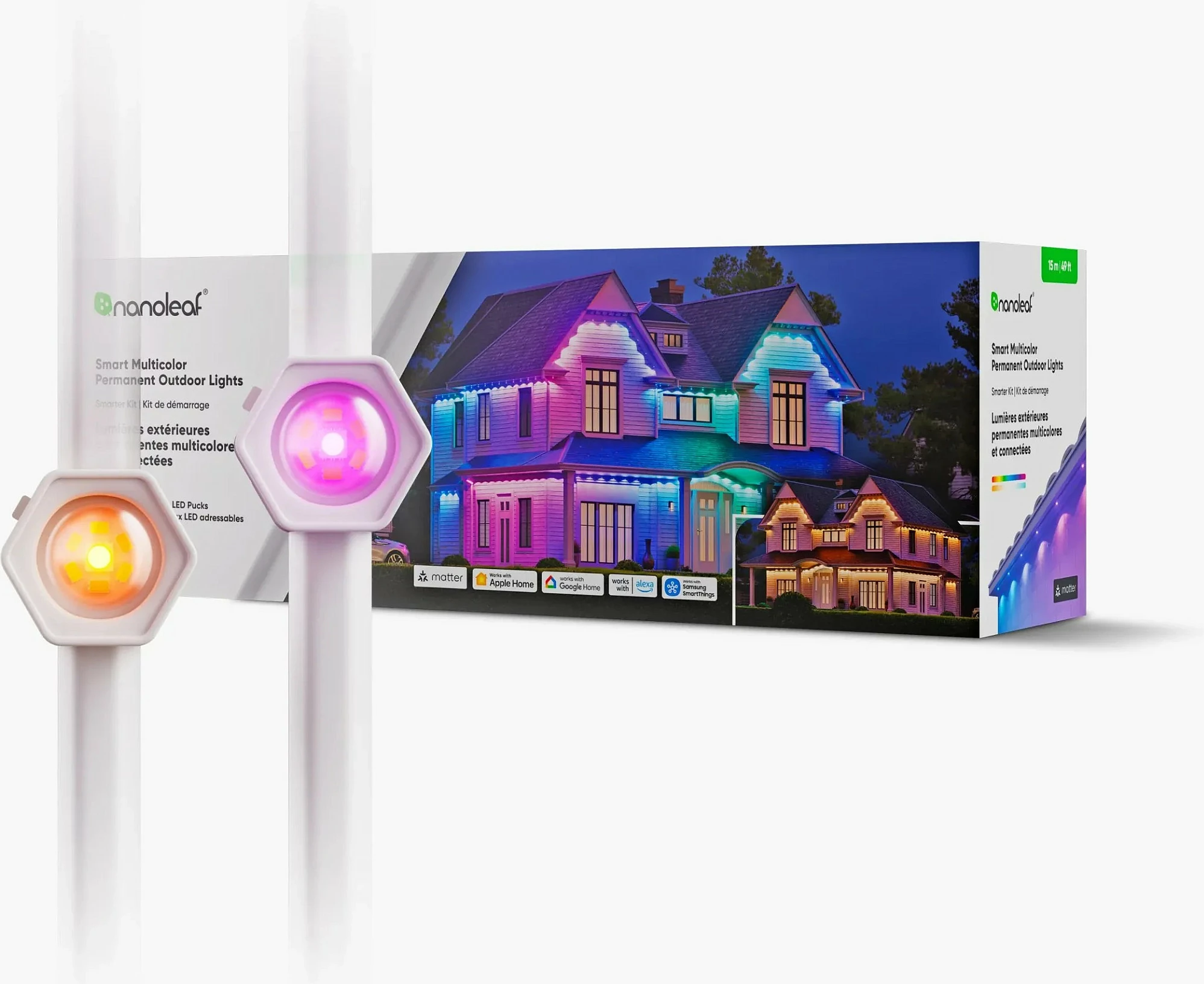 Shirit LED smart Nanoleaf Outdoor Lights Starter Pack 15 m, multicolor, Wi‑Fi/Bluetooth, për brenda/jashtë, i bardhë